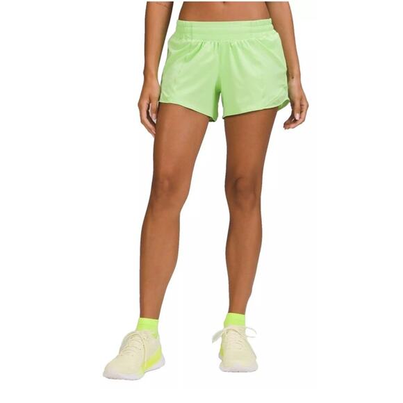 Lululemon Lined hotty hot short neon yellow Size 8 Regular